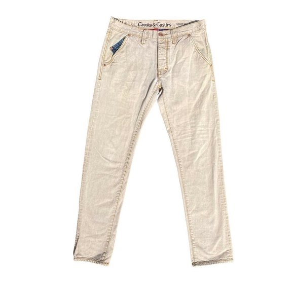 Crooks and Castle Banger Fit Jeans Mens 32x31 Slim Beige Tan - Picture 2 of 8